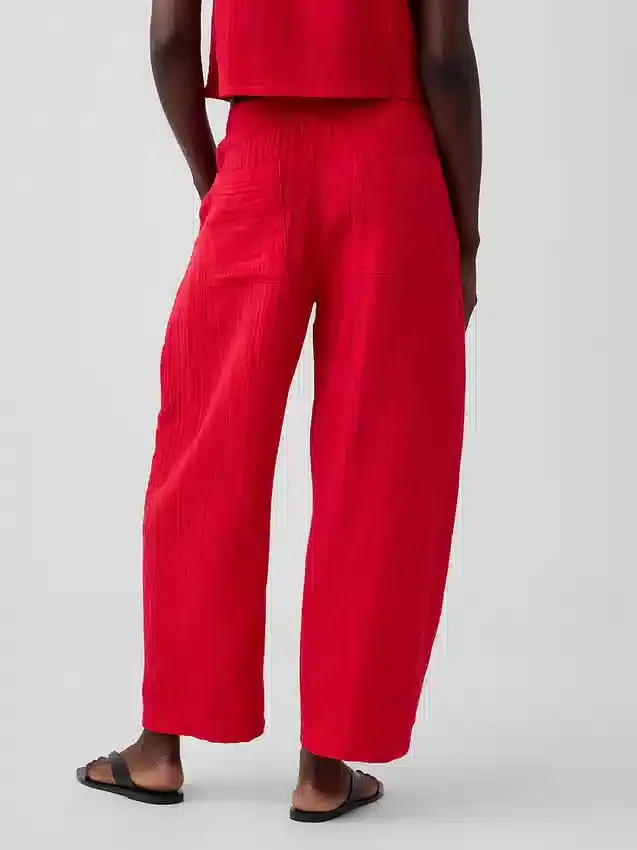Pantalones holgados de gasa de algodón