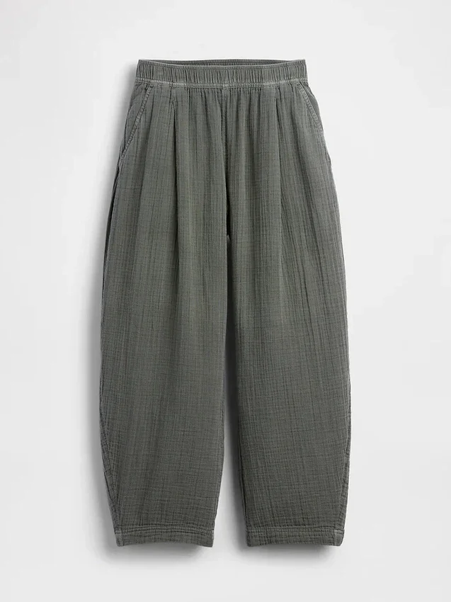 Pantalones holgados de gasa de algodón