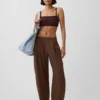 Pantalones holgados de gasa de algodón