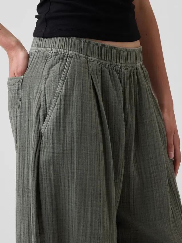 Pantalones holgados de gasa de algodón