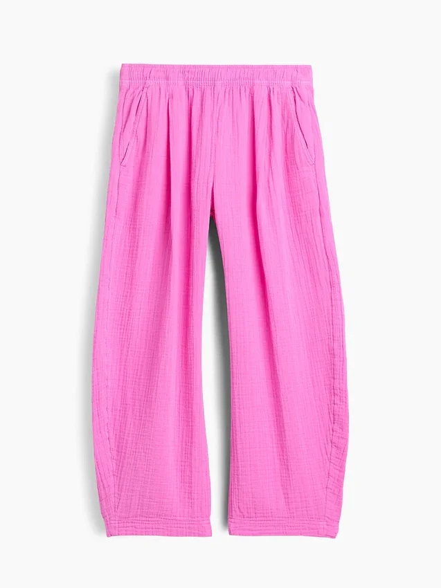 Pantalones holgados de gasa de algodón