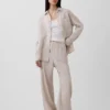 Pantalones holgados de mezcla de lino