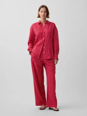 Pantalones holgados de mezcla de lino
