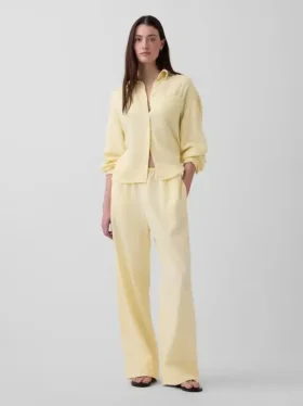 Pantalones holgados de mezcla de lino