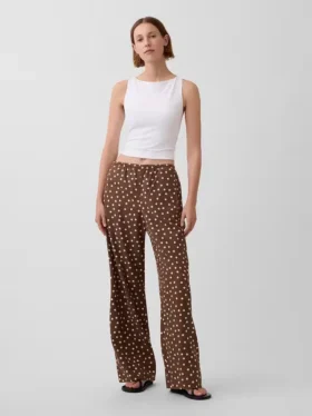 Pantalones holgados de mezcla de lino