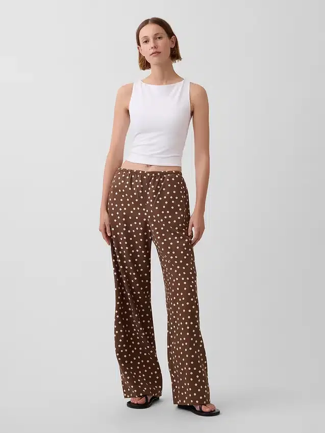 Pantalones holgados de mezcla de lino