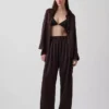 Pantalones holgados de mezcla de lino