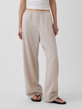 Pantalones holgados de mezcla de lino