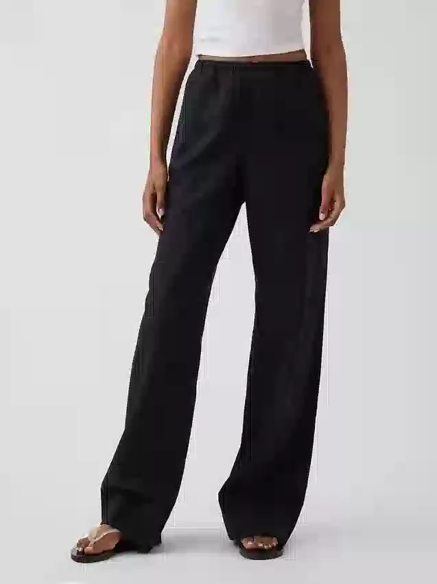 Pantalones holgados de mezcla de lino