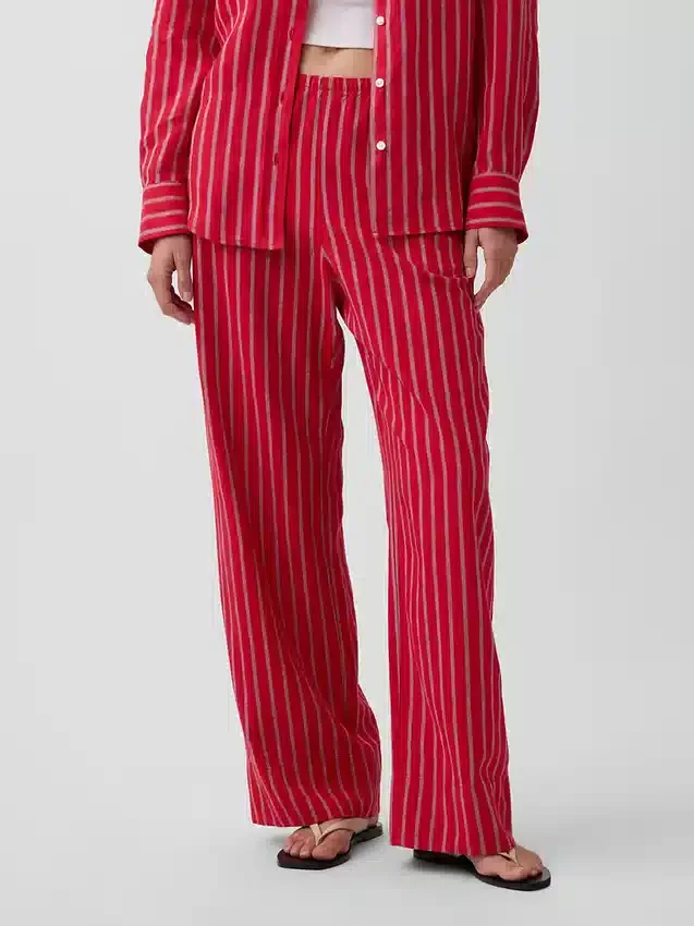 Pantalones holgados de mezcla de lino