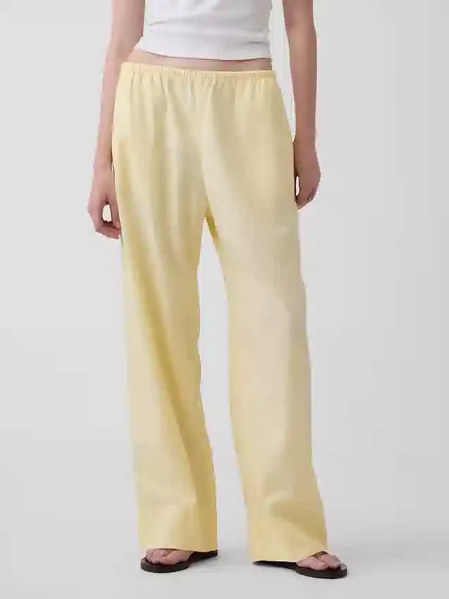 Pantalones holgados de mezcla de lino