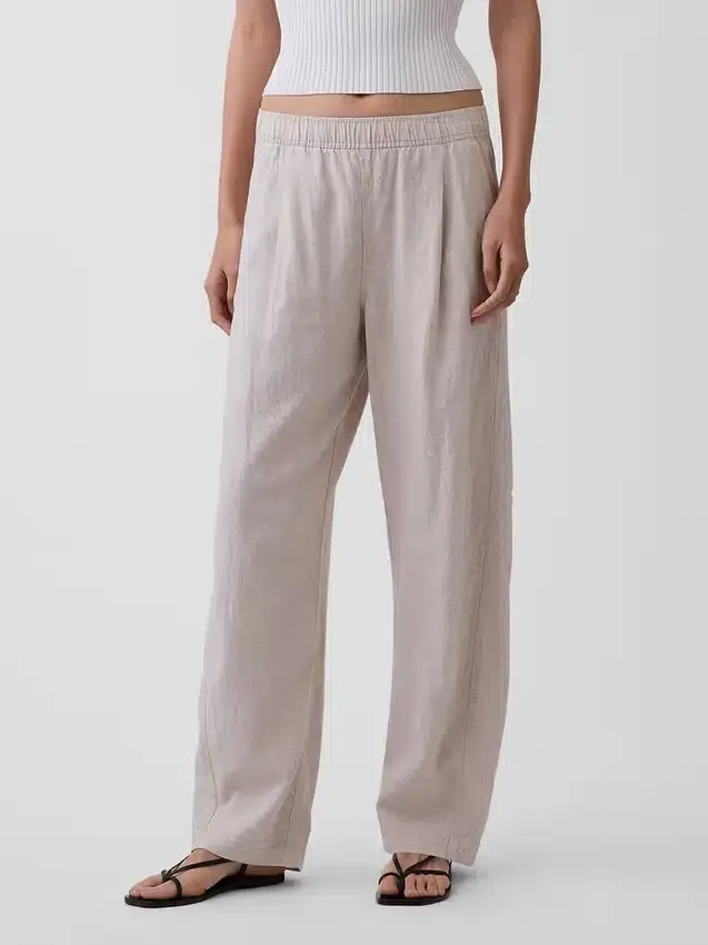 Pantalones holgados de mezcla de lino