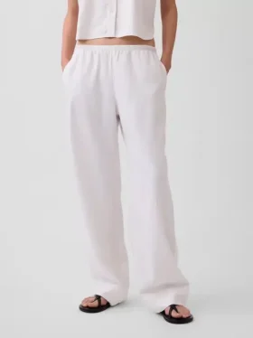 Pantalones holgados de mezcla de lino