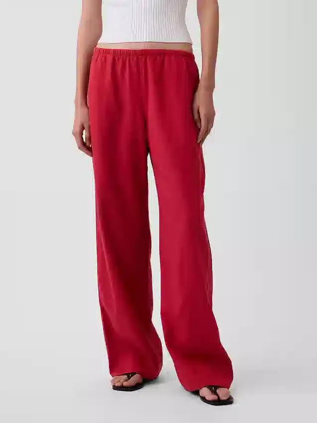 Pantalones holgados de mezcla de lino