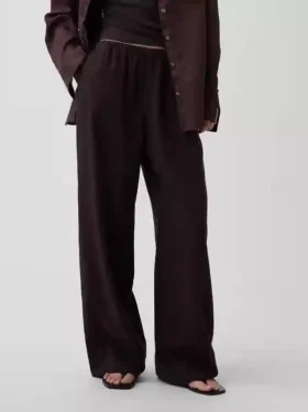 Pantalones holgados de mezcla de lino