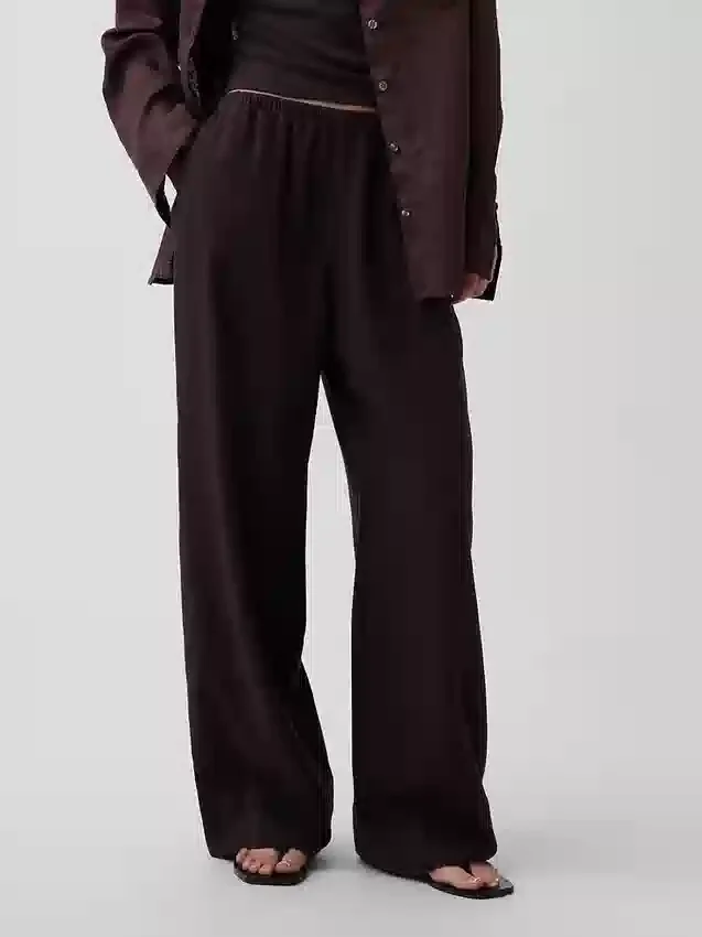 Pantalones holgados de mezcla de lino