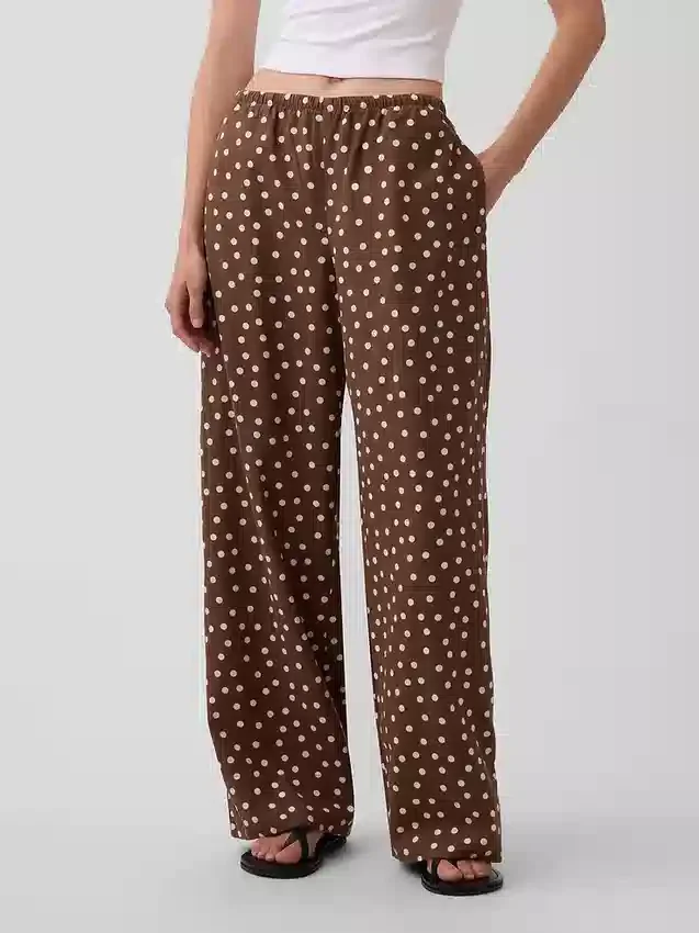 Pantalones holgados de mezcla de lino