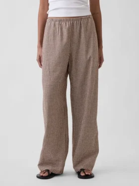 Pantalones holgados de mezcla de lino