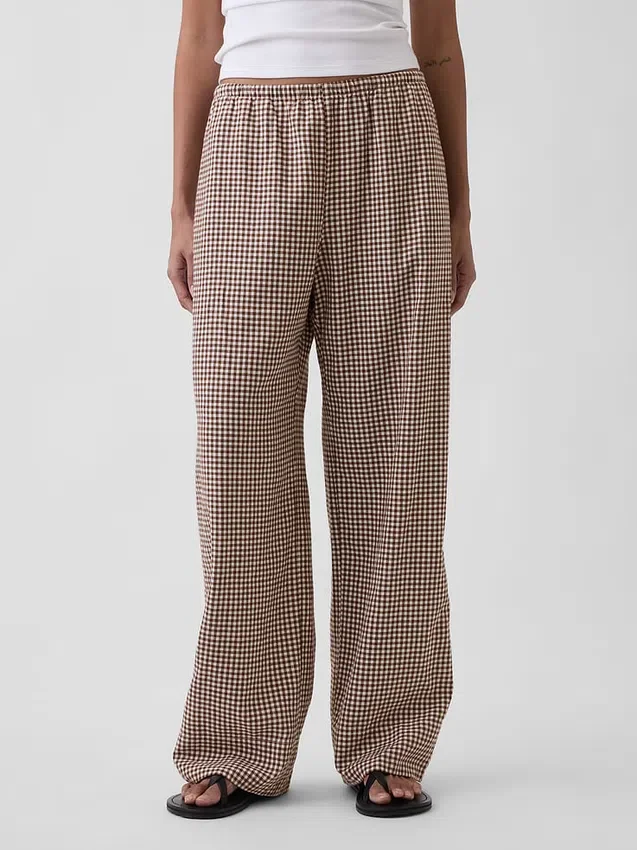 Pantalones holgados de mezcla de lino