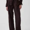 Pantalones holgados de mezcla de lino