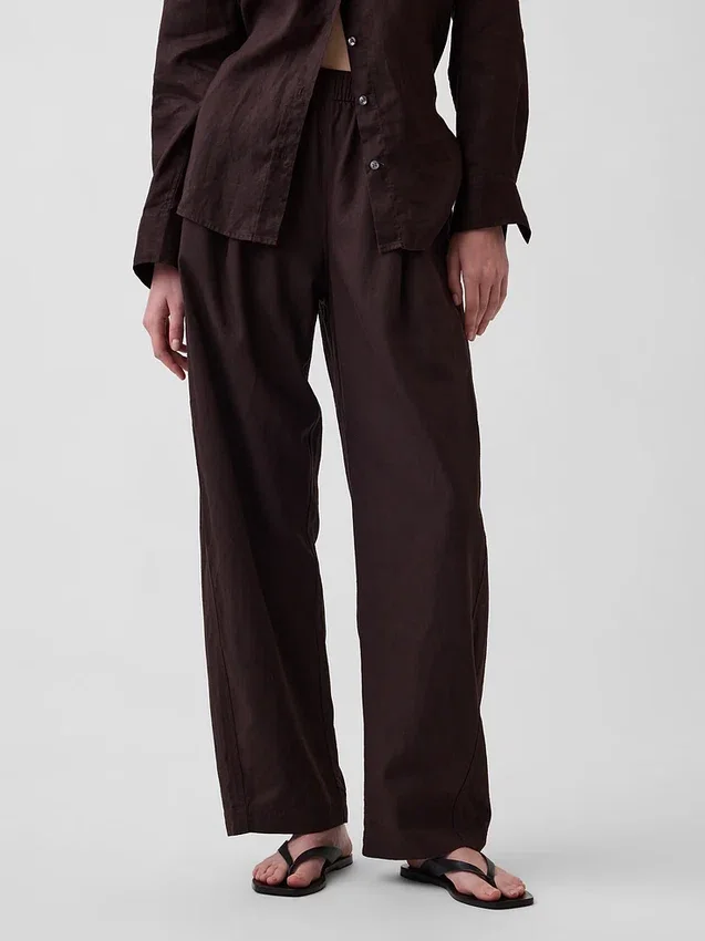 Pantalones holgados de mezcla de lino