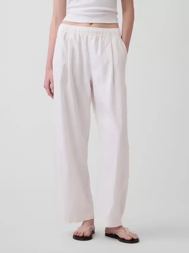 Pantalones holgados de mezcla de lino