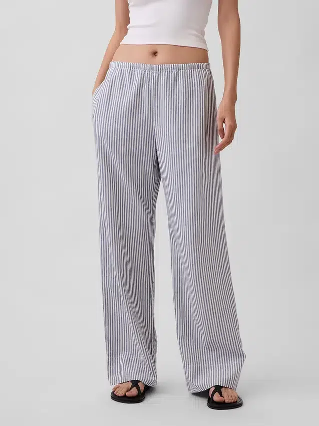Pantalones holgados de mezcla de lino