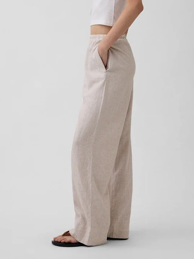 Pantalones holgados de mezcla de lino
