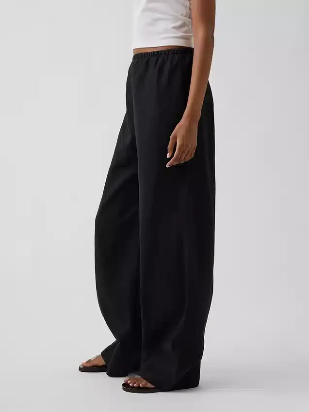 Pantalones holgados de mezcla de lino