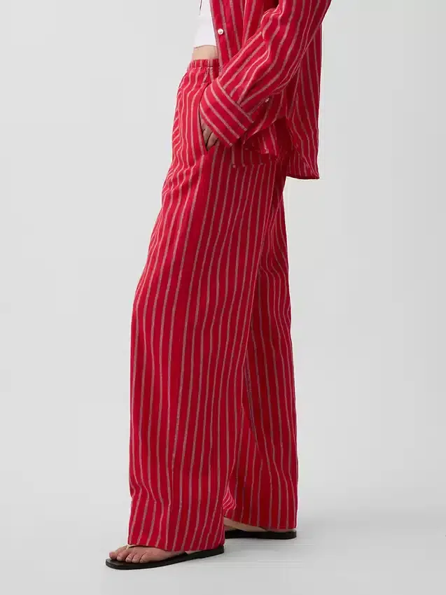 Pantalones holgados de mezcla de lino