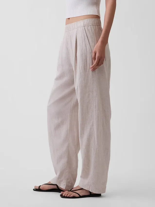 Pantalones holgados de mezcla de lino
