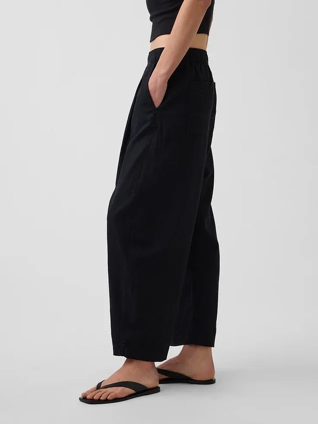 Pantalones holgados de mezcla de lino