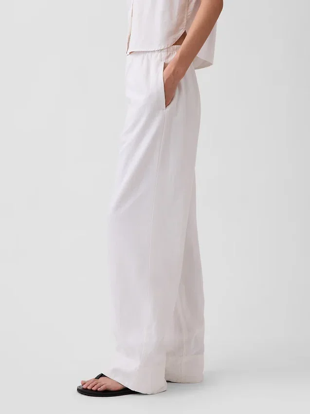 Pantalones holgados de mezcla de lino