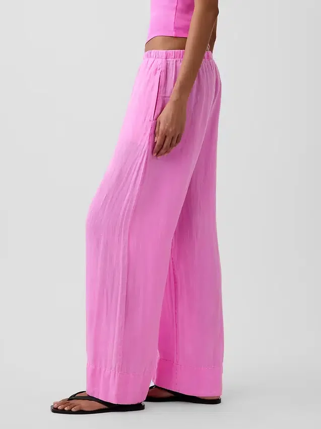 Pantalones holgados de mezcla de lino