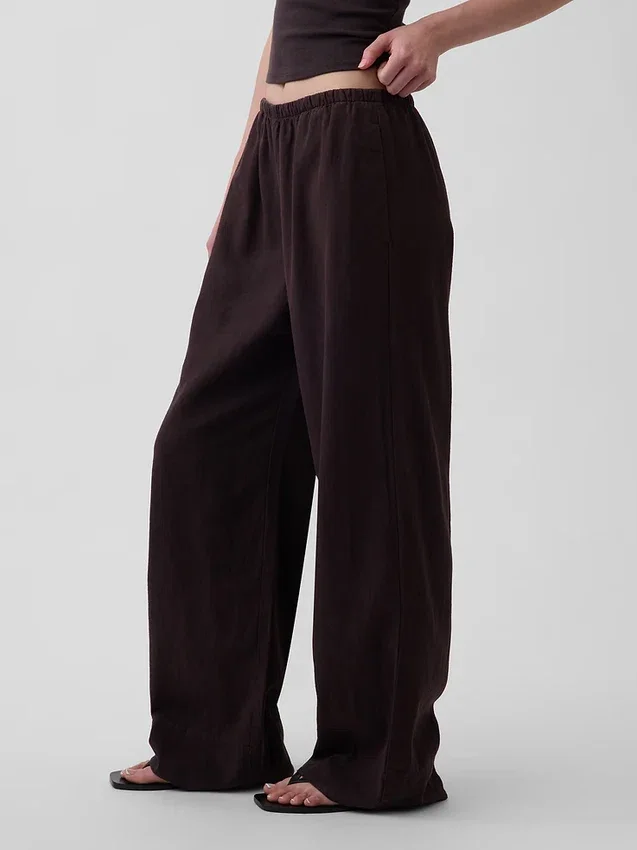 Pantalones holgados de mezcla de lino