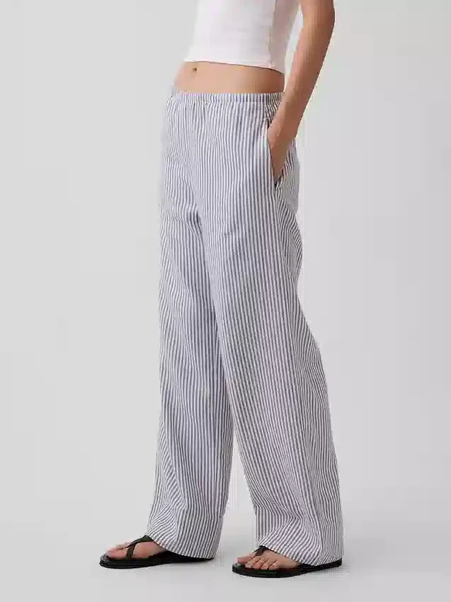 Pantalones holgados de mezcla de lino