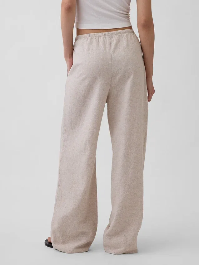 Pantalones holgados de mezcla de lino