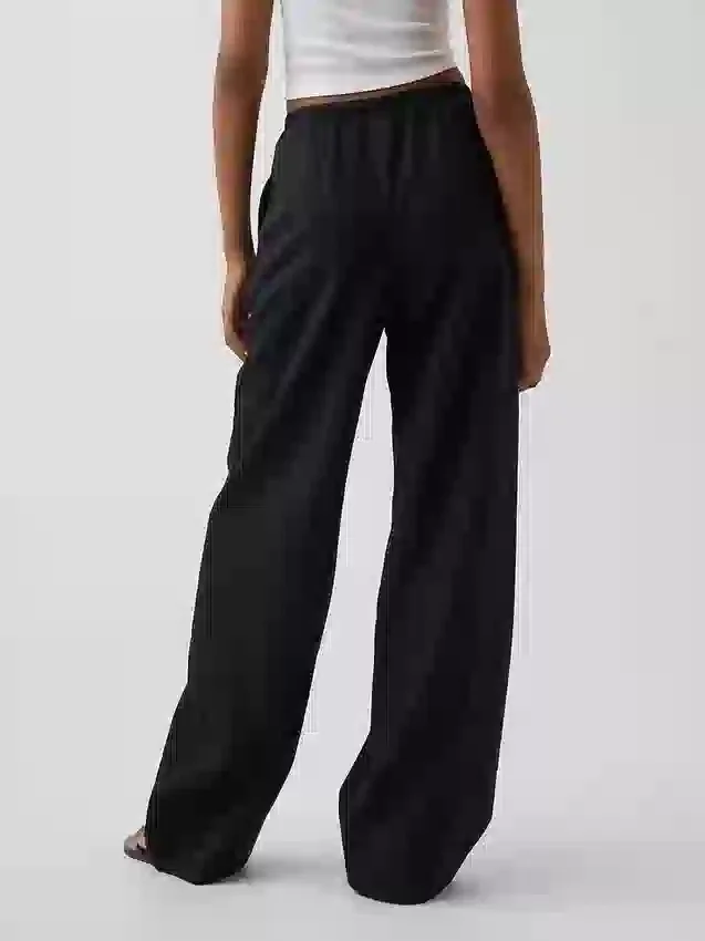 Pantalones holgados de mezcla de lino