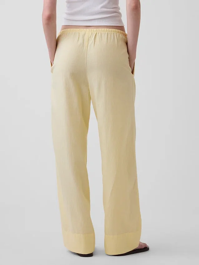 Pantalones holgados de mezcla de lino
