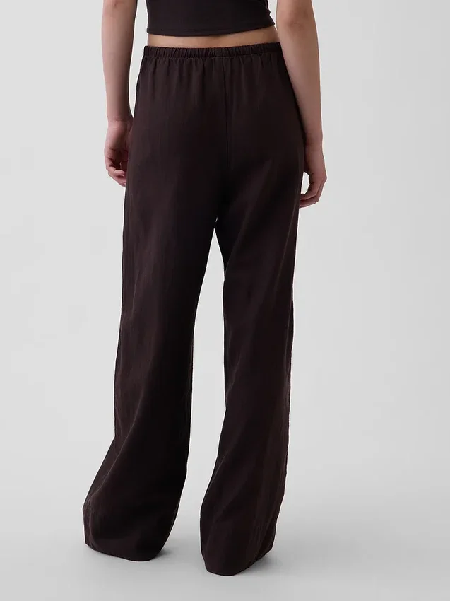 Pantalones holgados de mezcla de lino