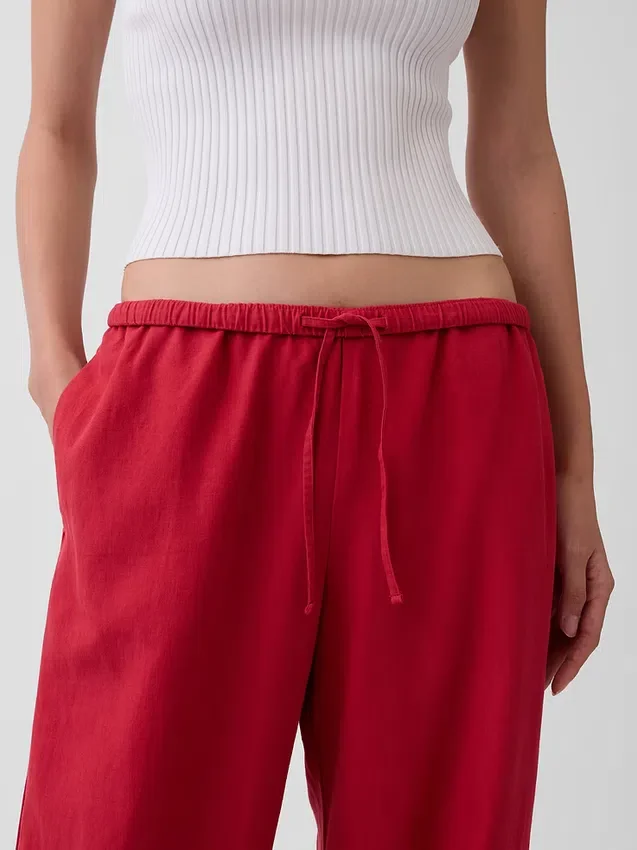 Pantalones holgados de mezcla de lino