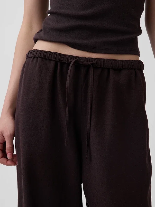 Pantalones holgados de mezcla de lino