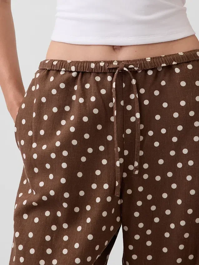 Pantalones holgados de mezcla de lino