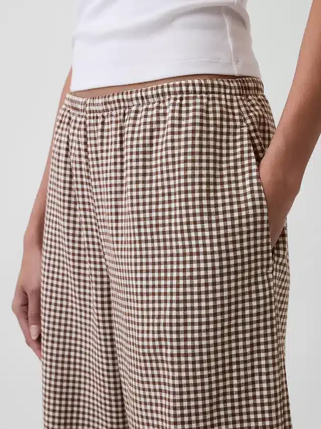 Pantalones holgados de mezcla de lino