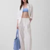 Pantalones holgados de mezcla de lino