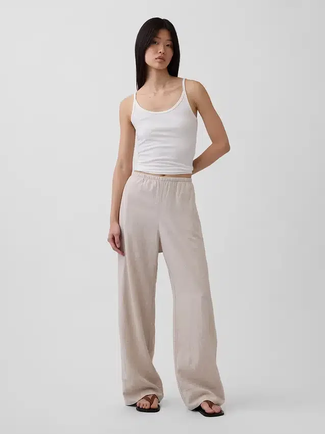 Pantalones holgados de mezcla de lino