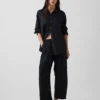 Pantalones holgados de mezcla de lino