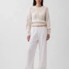 Pantalones holgados de mezcla de lino