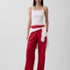 Pantalones holgados de mezcla de lino