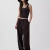 Pantalones holgados de mezcla de lino